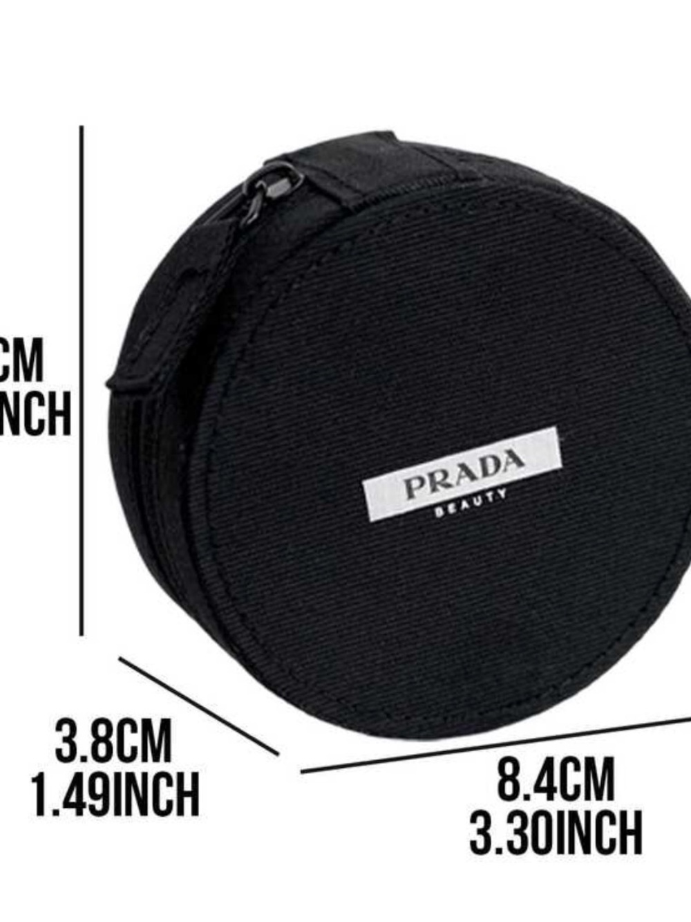 Prada Black Round Toiletry Pouch with Logo